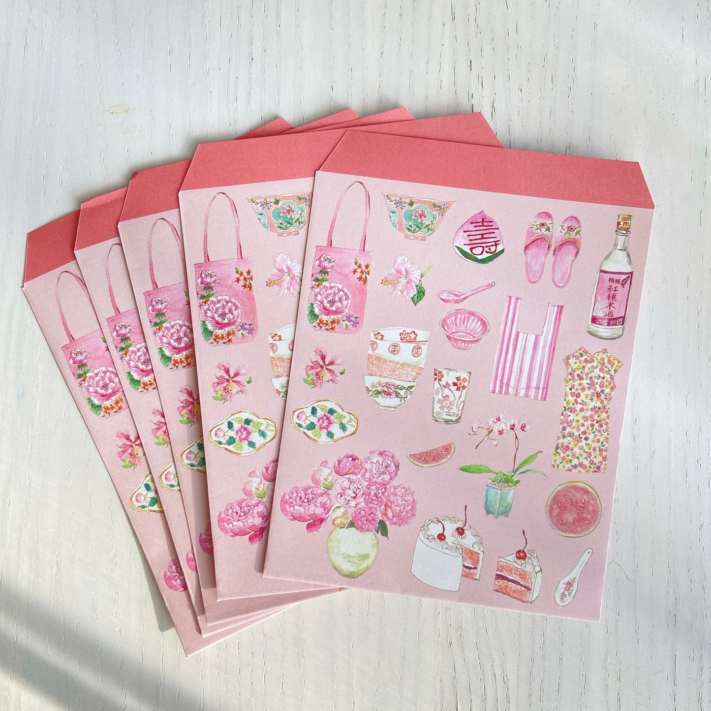 万能ぽち袋/お年玉袋 "Taiwan Pink" 5枚入