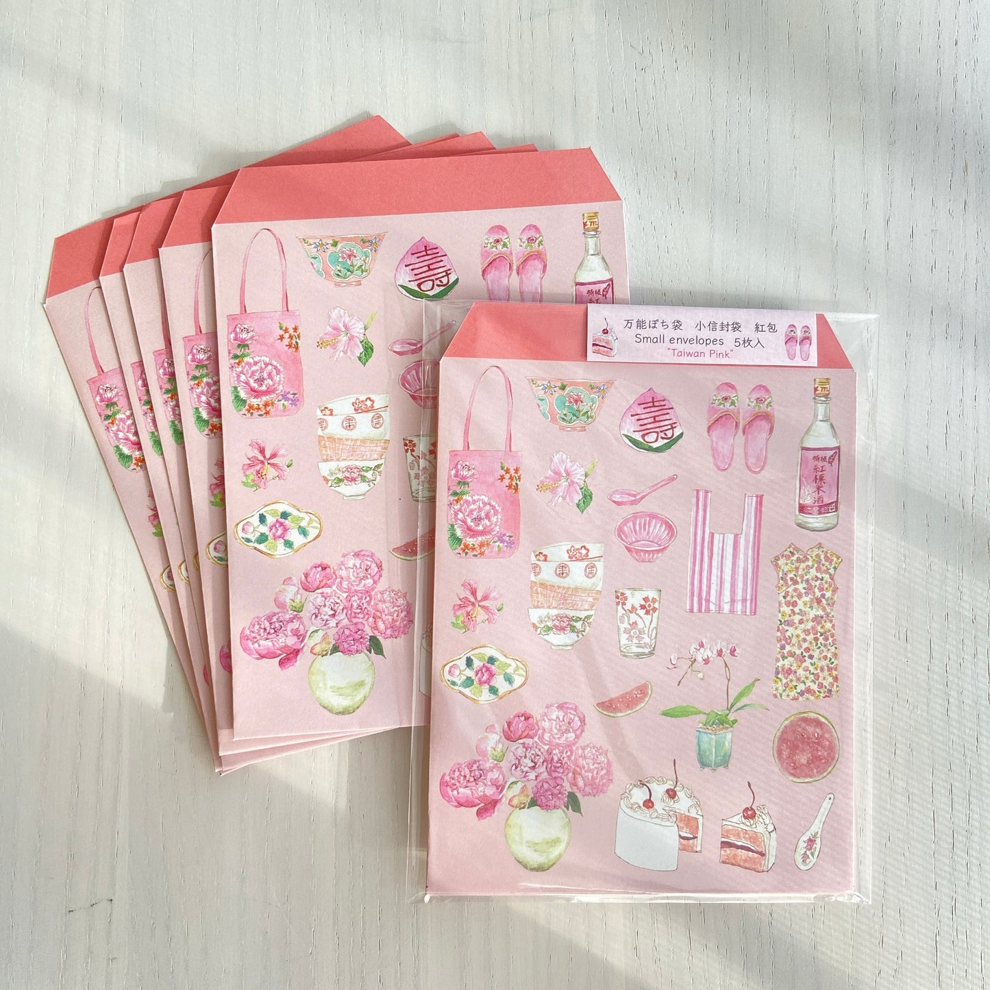 万能ぽち袋/お年玉袋 "Taiwan Pink" 5枚入