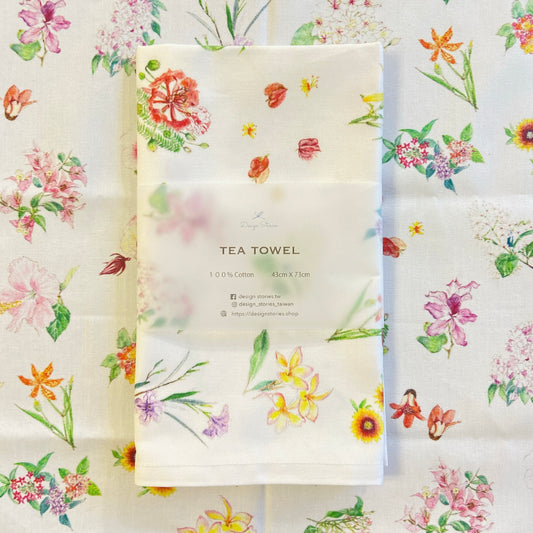 Taiwan flowers in the neighborhood Tea towel