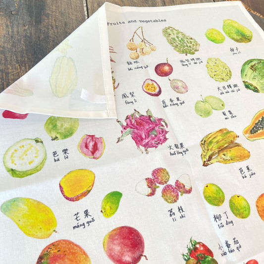 Taiwan fruits and vegetables Tea towel