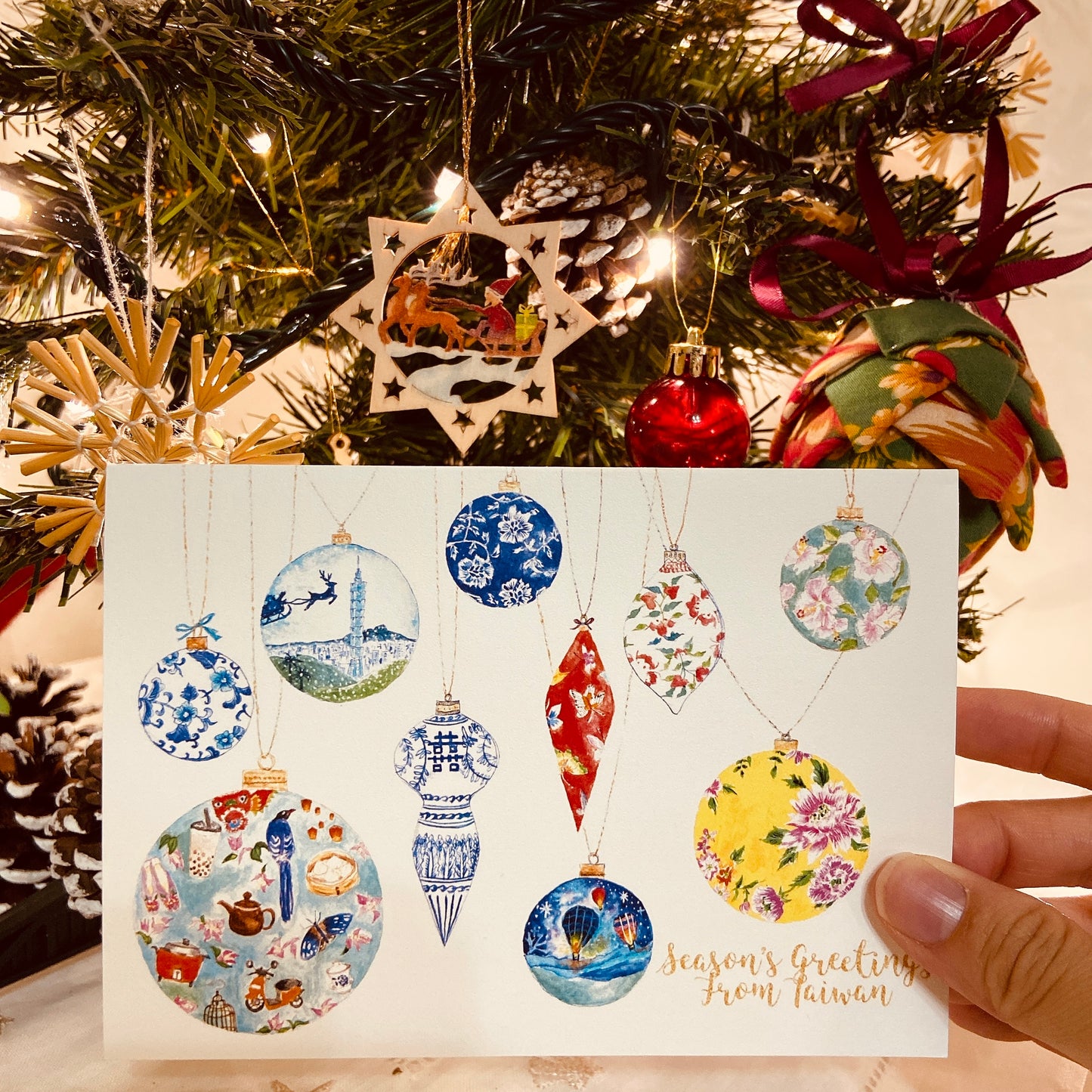 オーナメントのクリスマスカード