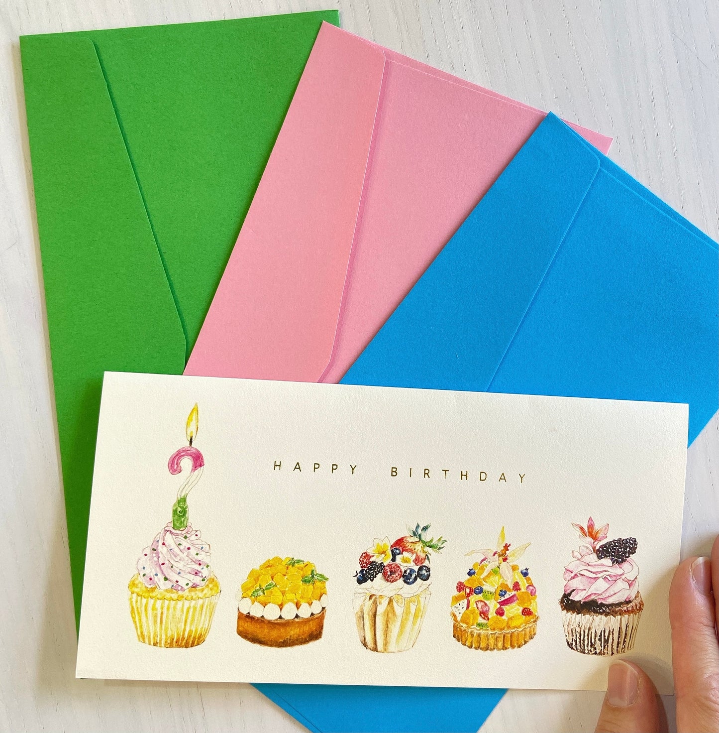 手作りカップケーキの誕生日カード