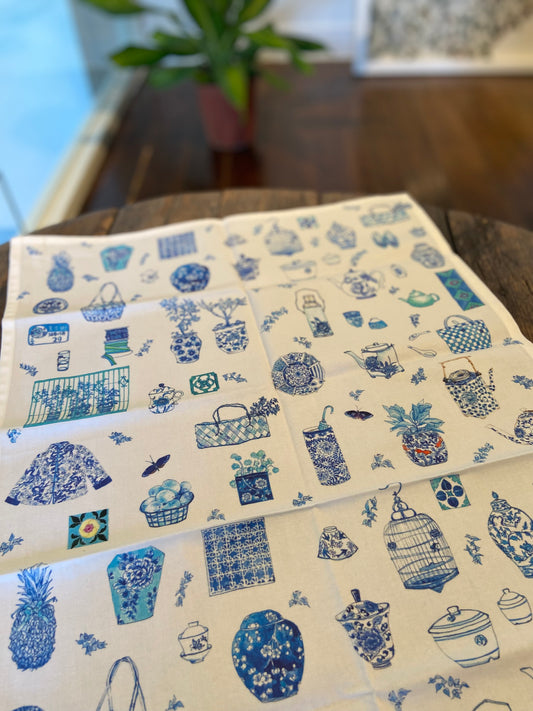 Taiwan Blue and White Tea towel