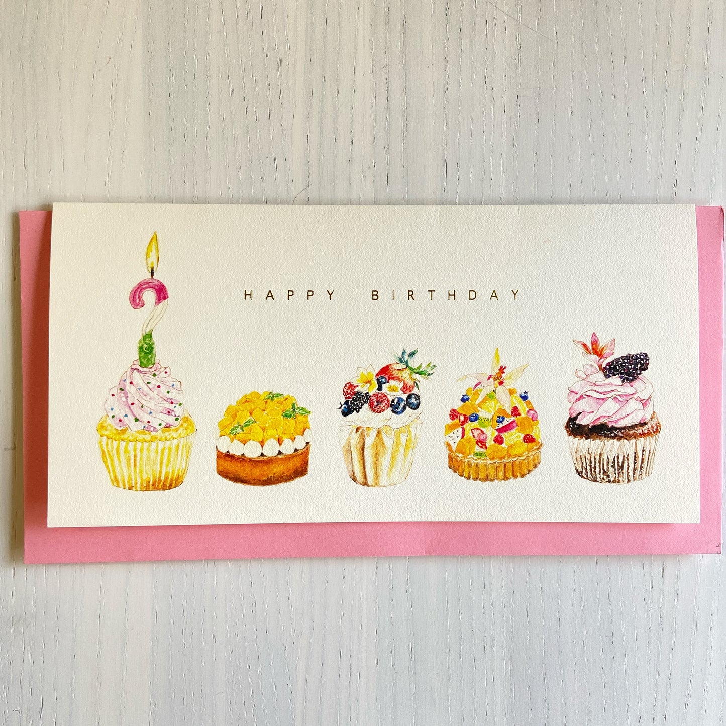 手作りカップケーキの誕生日カード