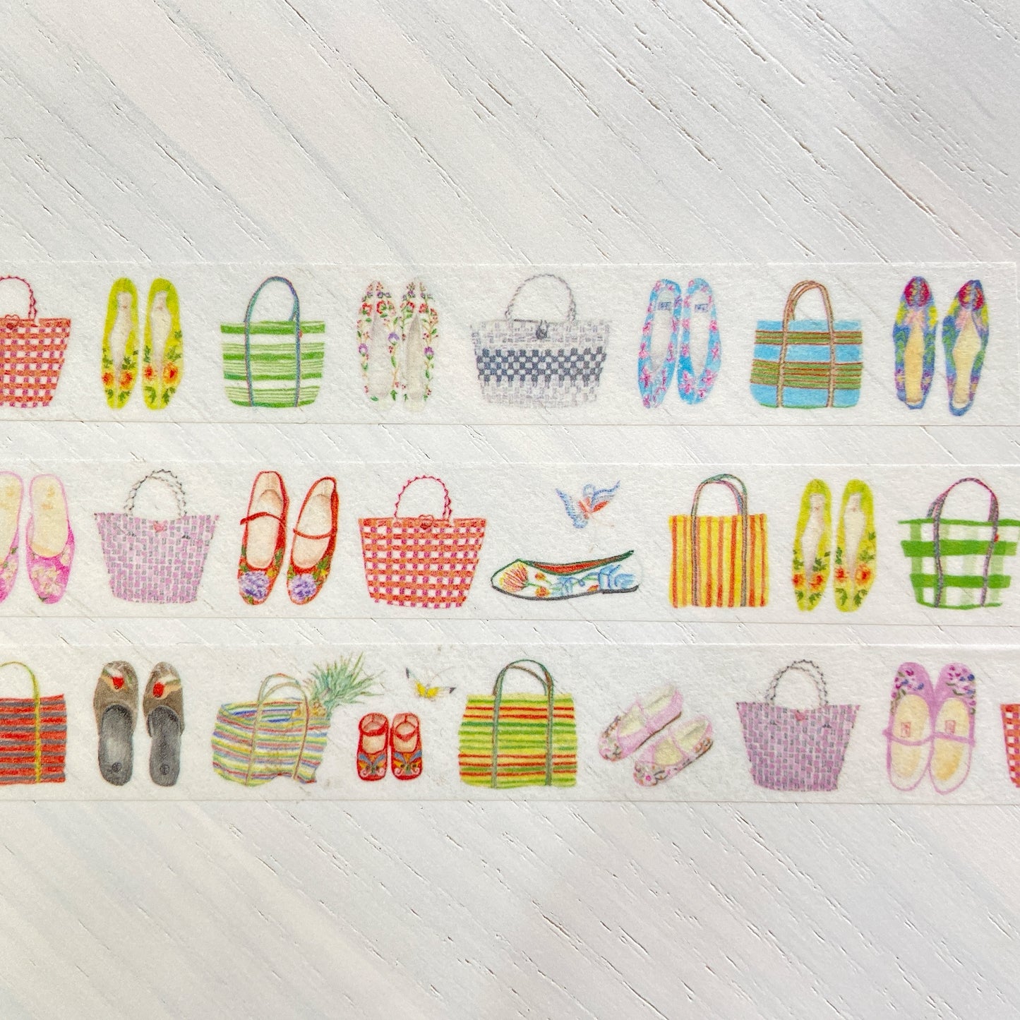 台湾の漁師バッグと刺繍靴のマスキングテープ