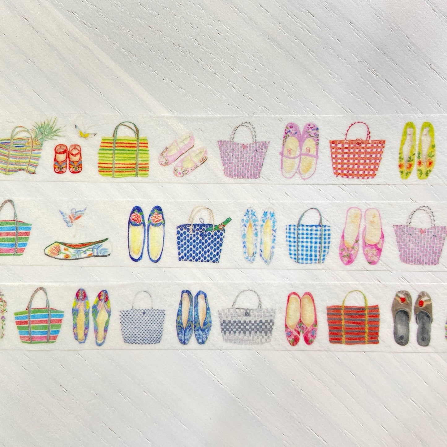 台湾の漁師バッグと刺繍靴のマスキングテープ