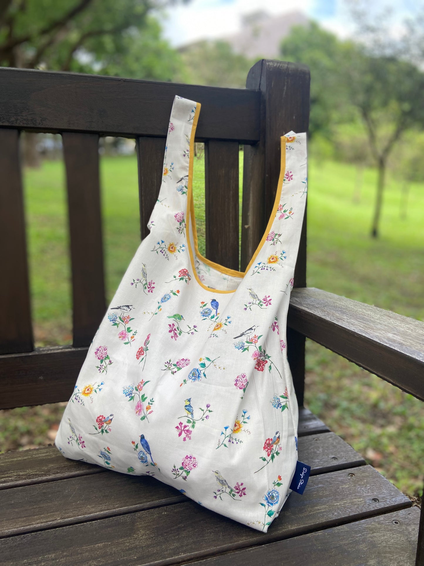 New❣️Cotton Shopping Bag  "Birds and Flowers"