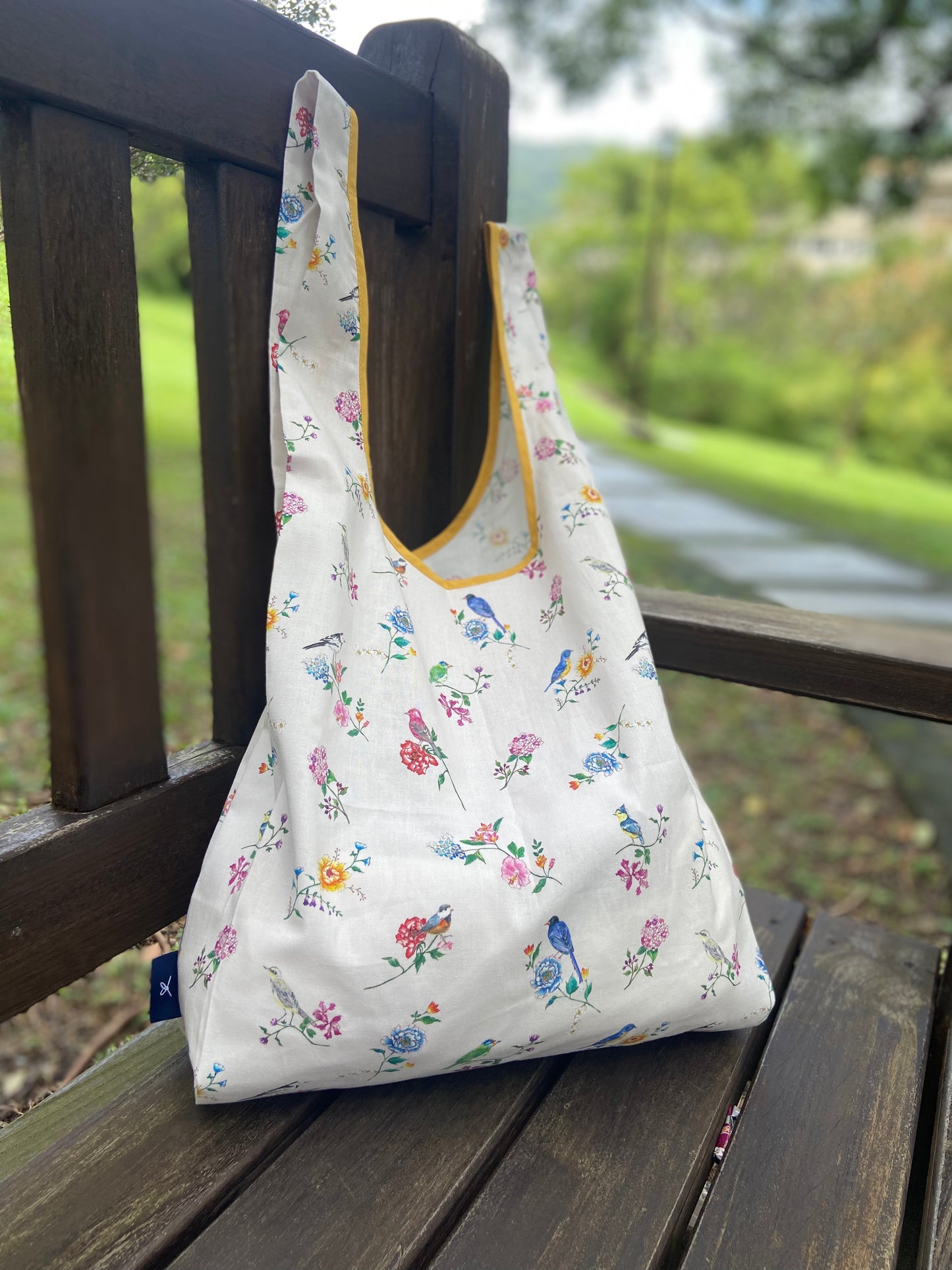 New❣️Cotton Shopping Bag  "Birds and Flowers"