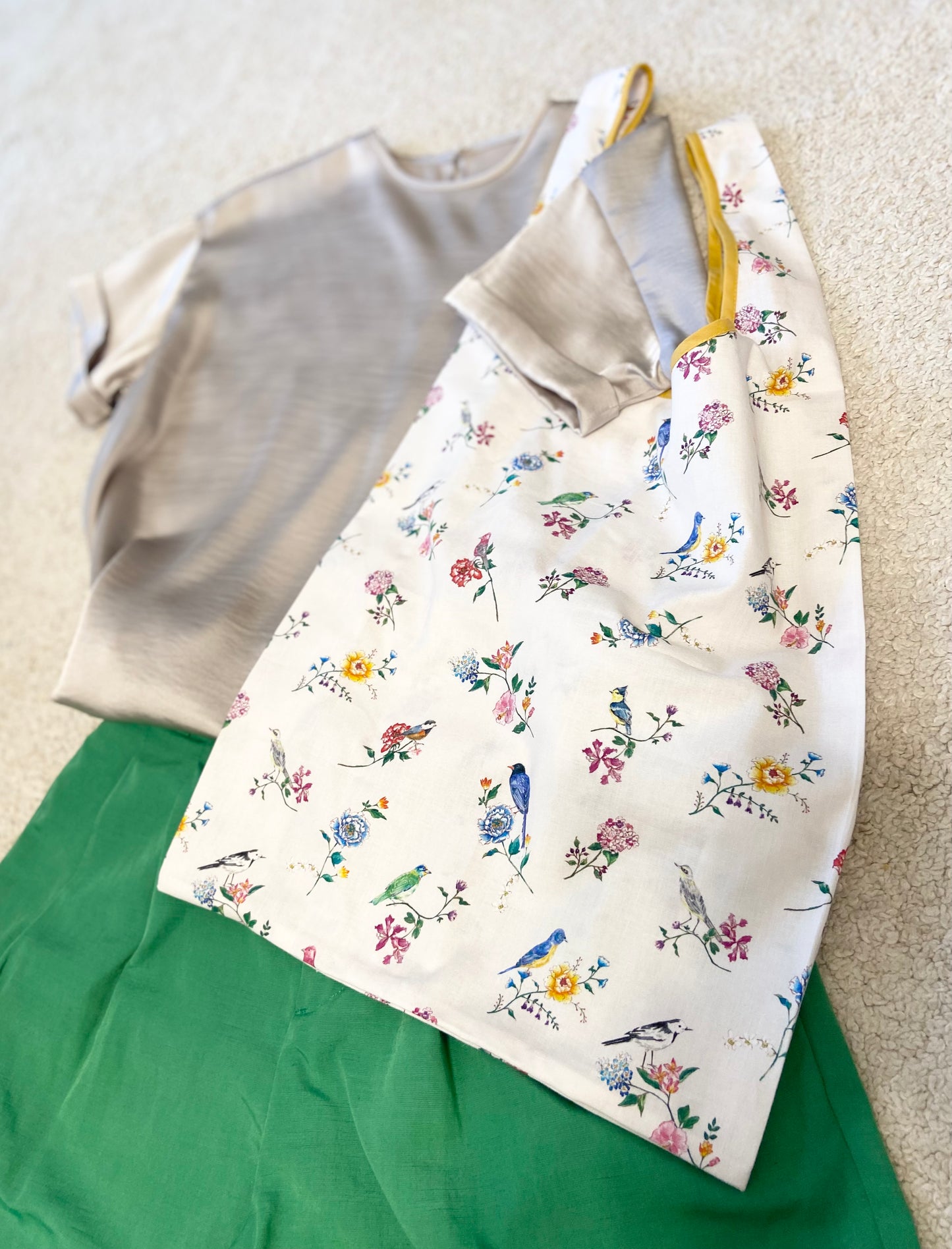 New❣️Cotton Shopping Bag  "Birds and Flowers"