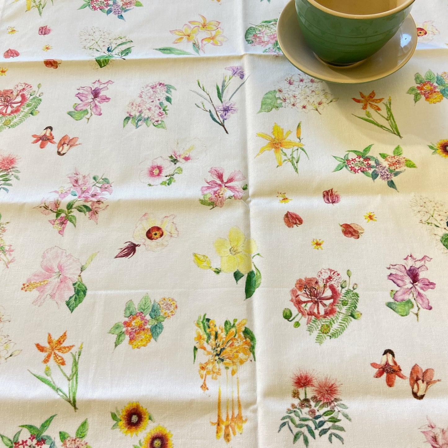 Taiwan flowers in the neighborhood Tea towel