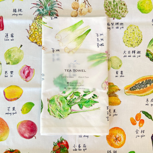 台湾の果物と野菜のティータオル
