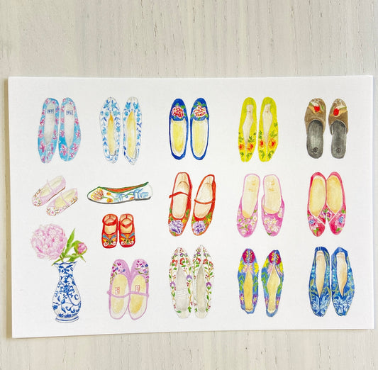 Traditional cloth shoes postcard