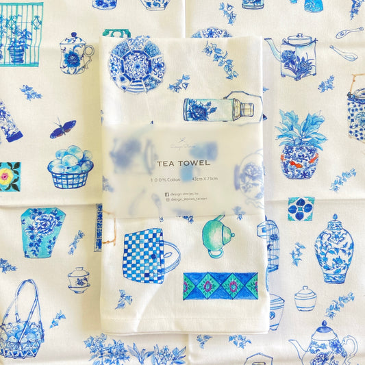 Taiwan Blue and White Tea towel