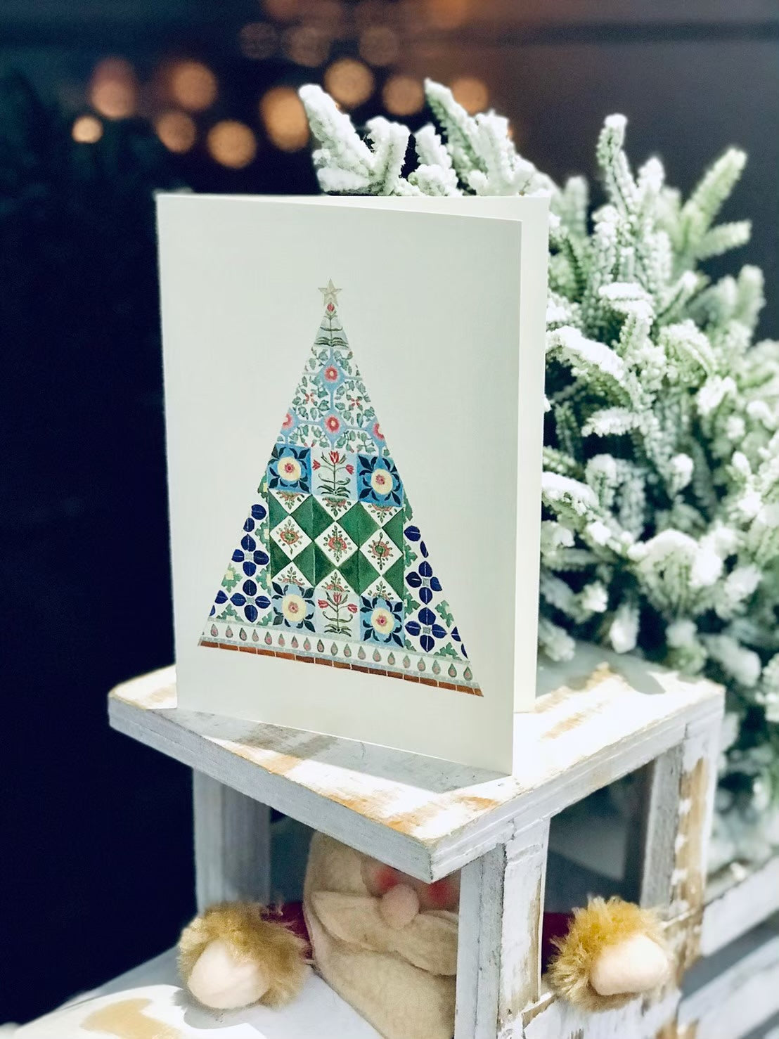 Taiwan old tiles Christmas tree card